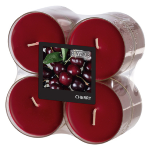 8 "Flavour" Maxi Duftlichte Ø 59 mm · 24 mm bordeaux - Cherry in Polycarbonathülle