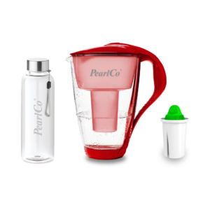 pearlco-glas-wasserfilter-rot-inkl-1-alkaline-filterkartusche-und-glasflasche